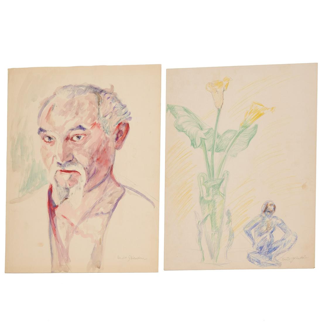 Enrico Glicenstein, (2) watercolor sketches (1 of 5)