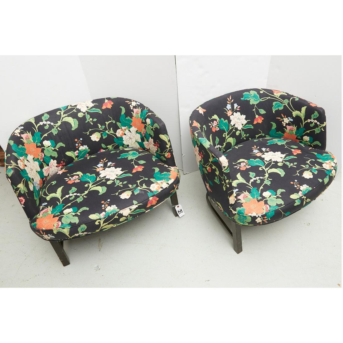 Pair Mid-Century Dunbar style lounge chairs (1 of 4)