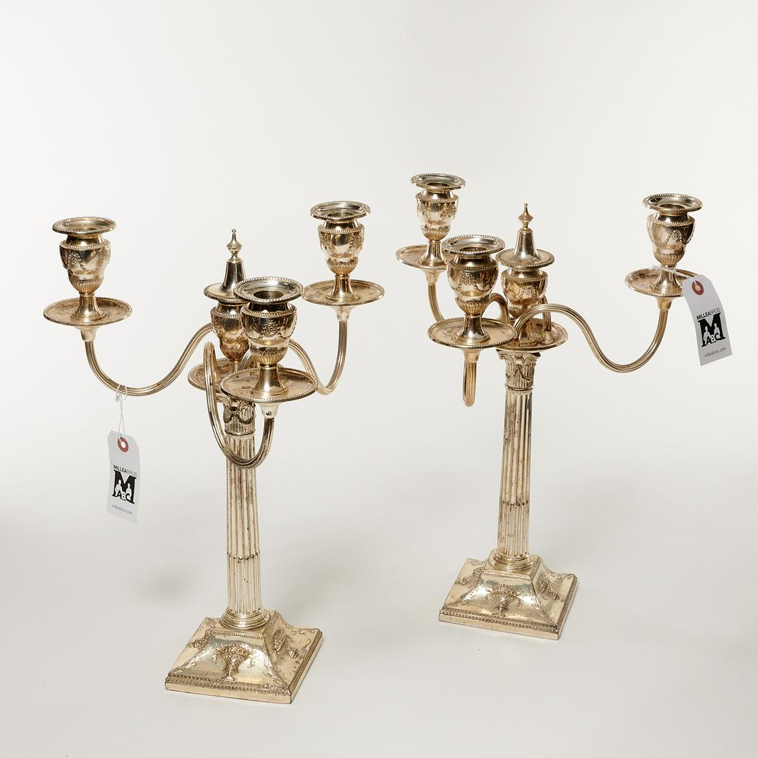 Pair Regency style silver plated candelabra (1 of 6)
