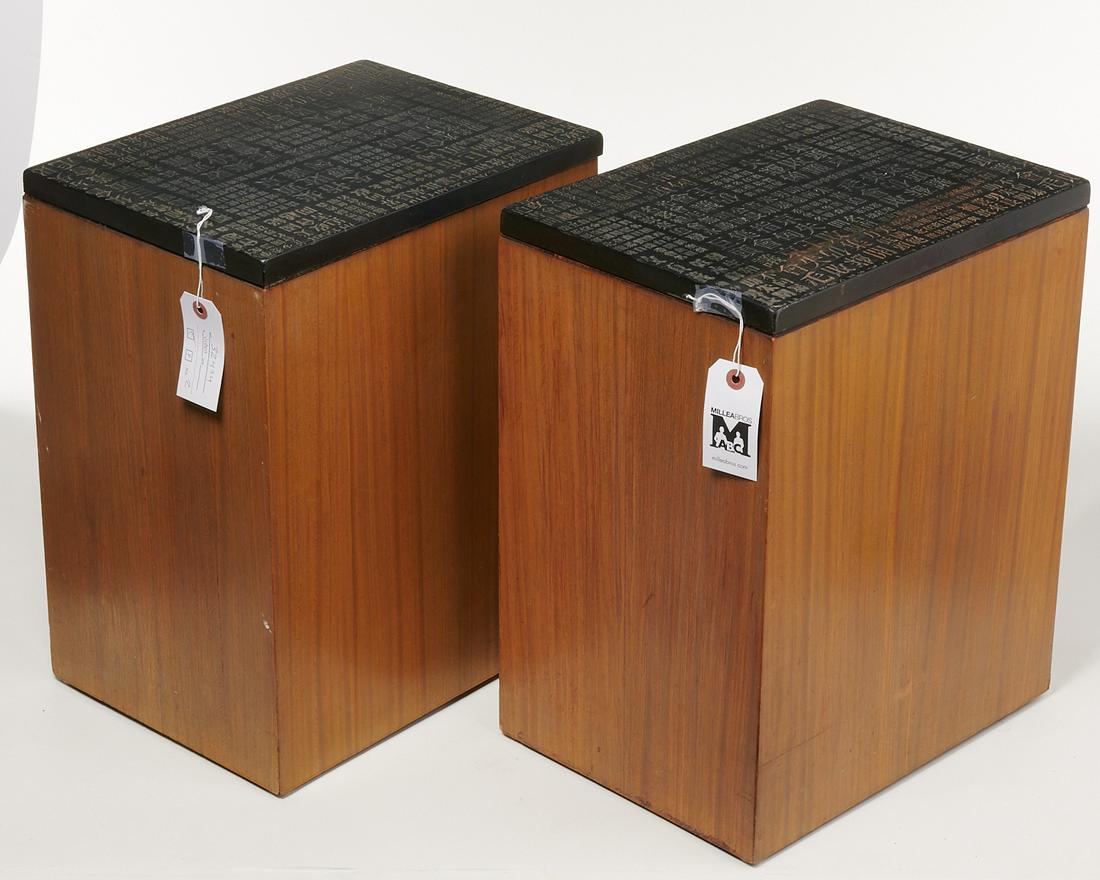 Pair Dunbar style Chinese calligraphy tables (1 of 4)