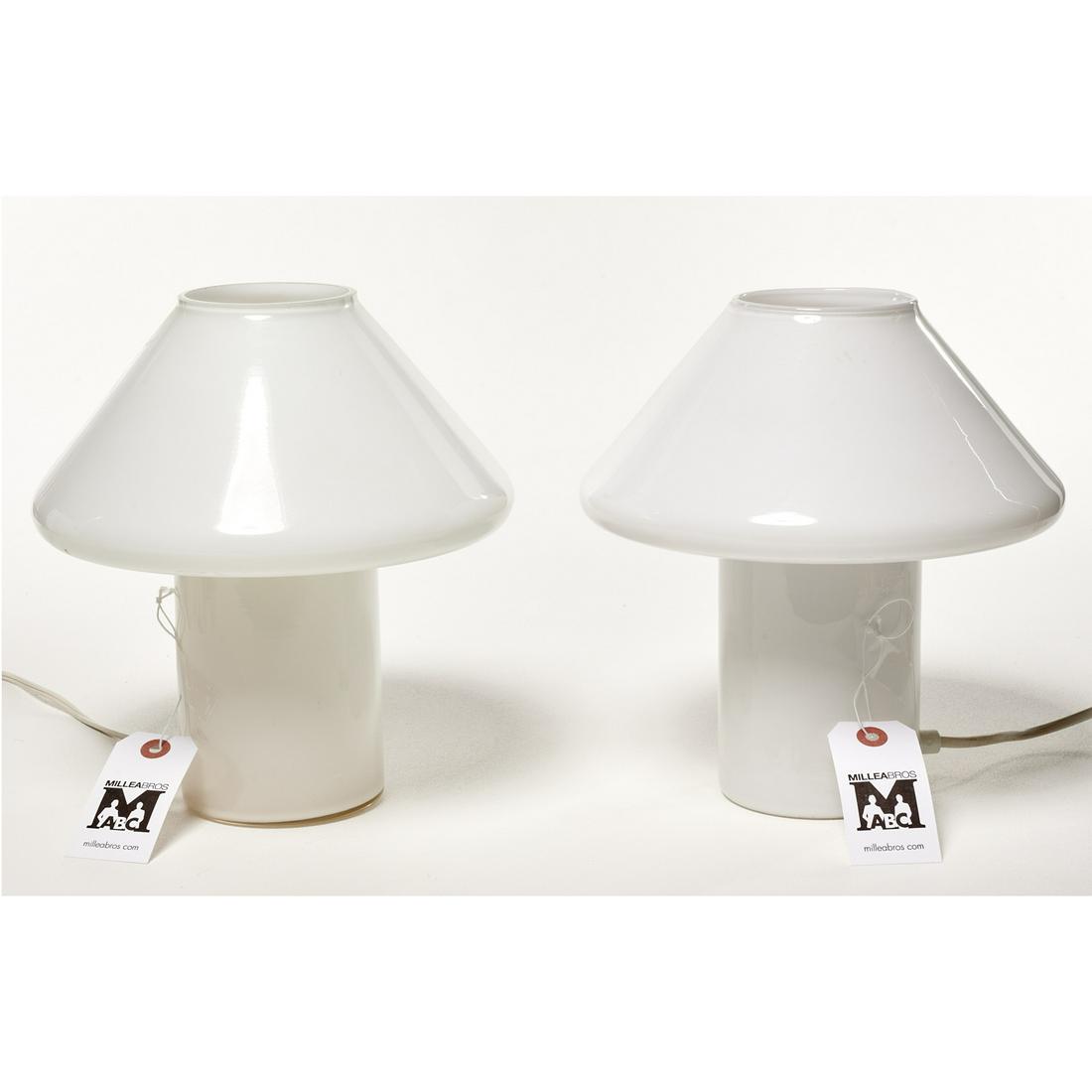 Pair Murano style glass mushroom lamps (1 of 4)