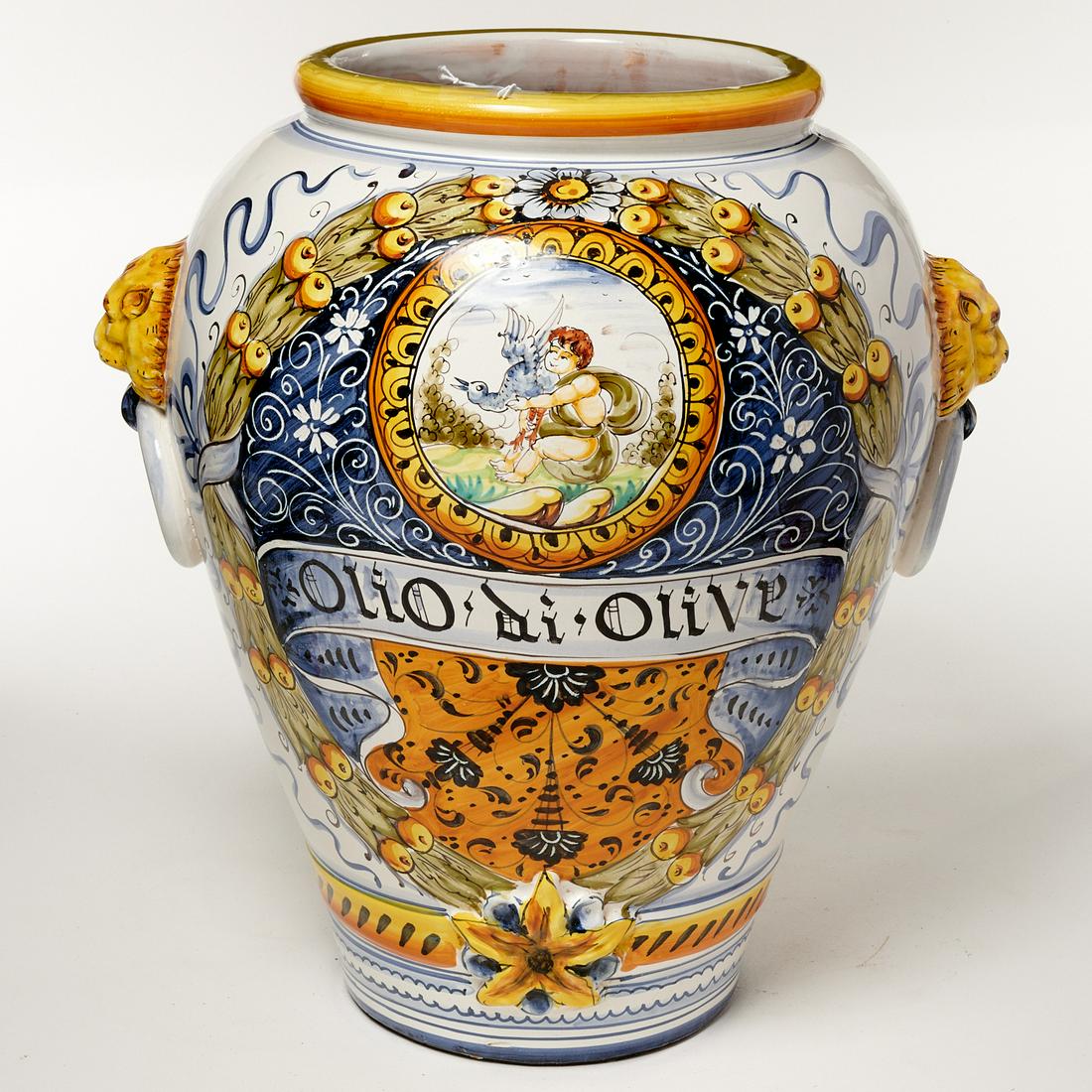 Large Majolica polychrome decorated jar (1 of 7)