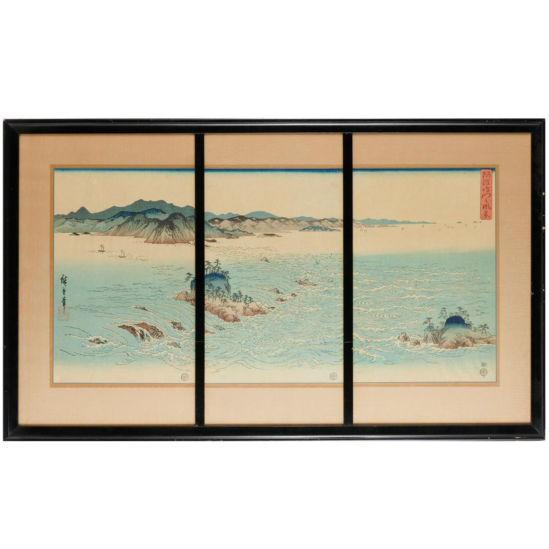Utagawa Hiroshige, woodblock triptych (1 of 8)