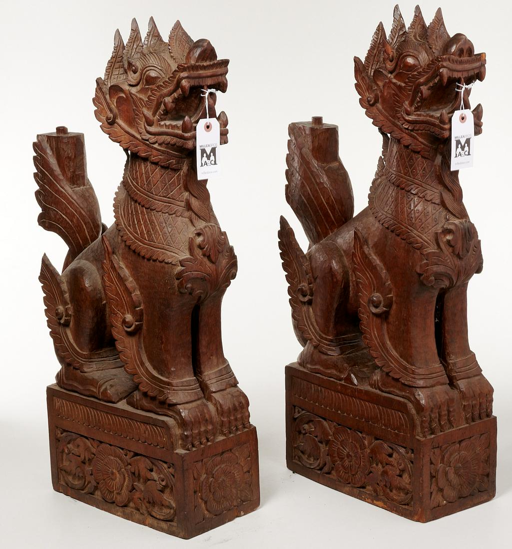 Pair large Southeast Asian temple guardians (1 of 5)
