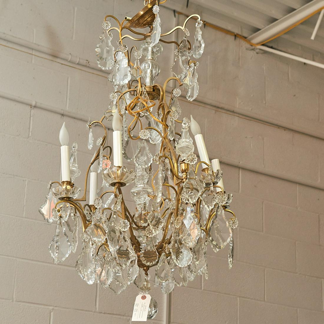 Baccarat style gilt bronze and crystal chandelier (1 of 4)