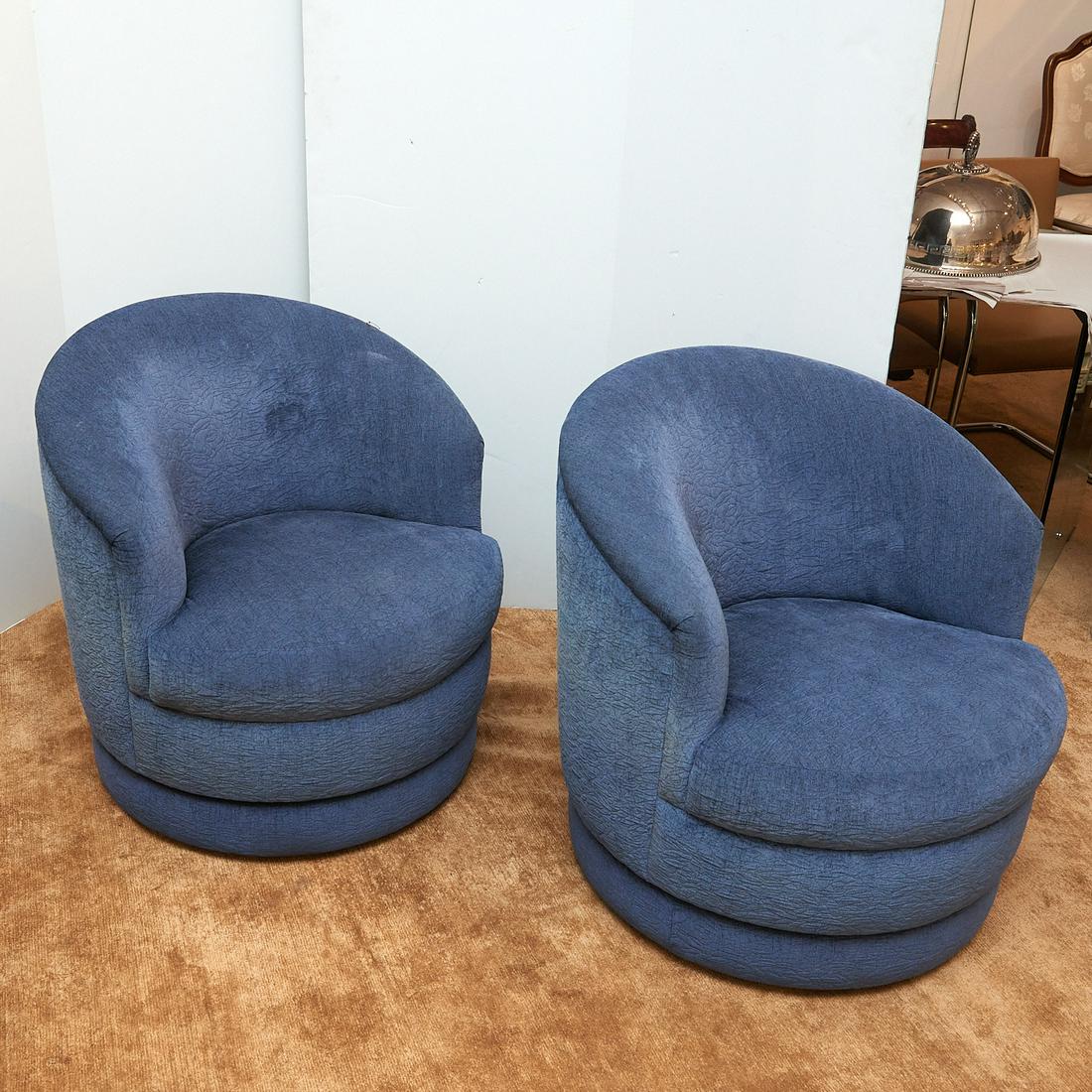 Pair Designer barrel back swivel chairs (1 of 4)