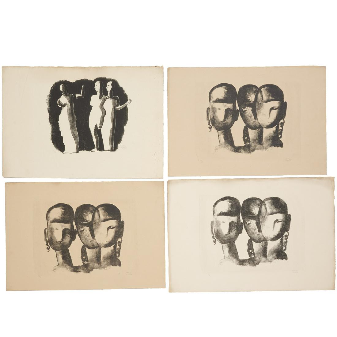 Carlos Merida (attrib.), (4) lithographs (1 of 5)