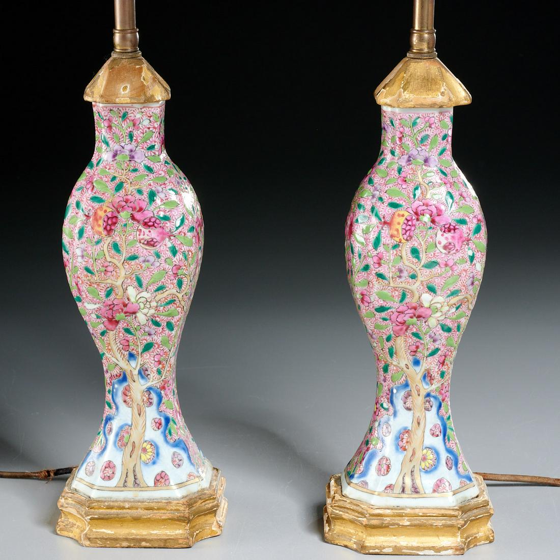 Pair Chinese Export porcelain peach tree vases (1 of 5)