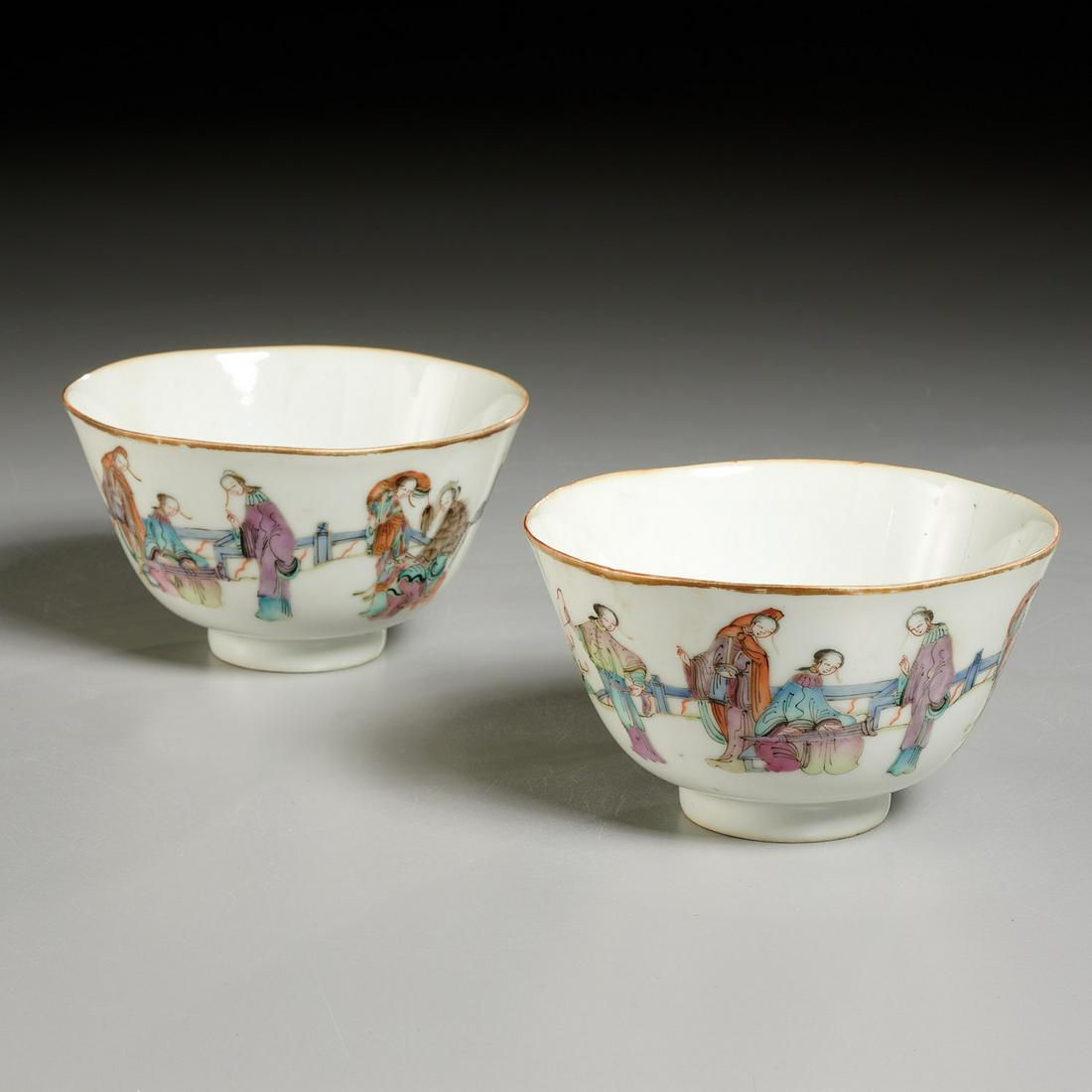 Pair Chinese famille rose teacups (1 of 5)