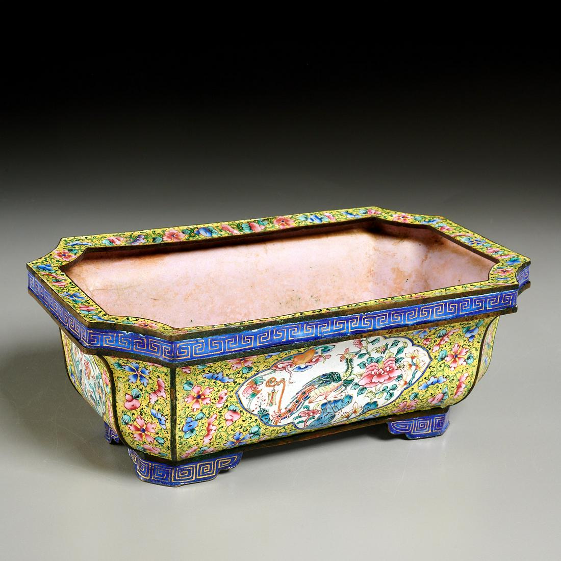 Chinese Canton enamel yellow ground jardiniere (1 of 5)