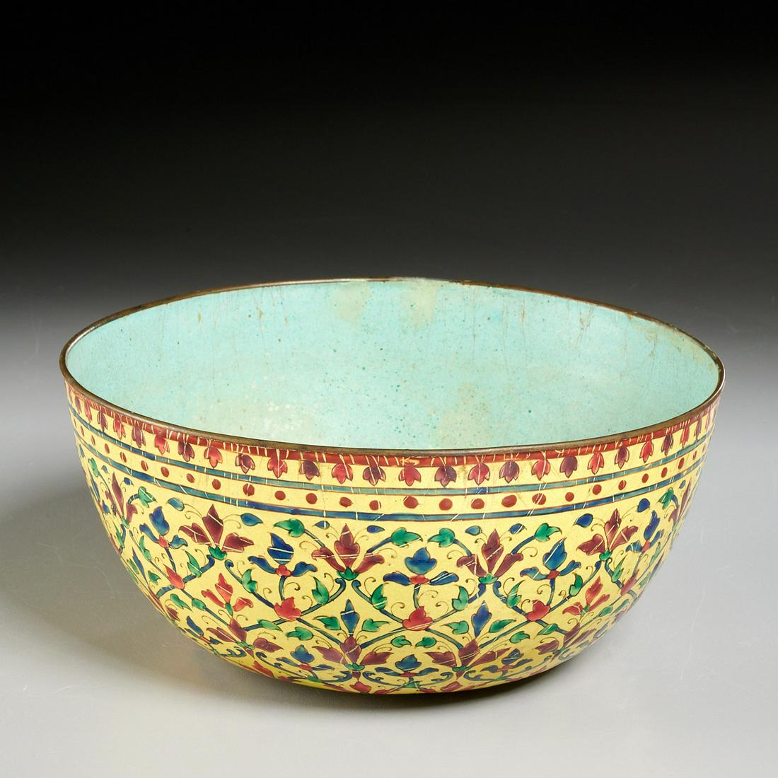 Antique Thai enameled copper bowl (1 of 5)