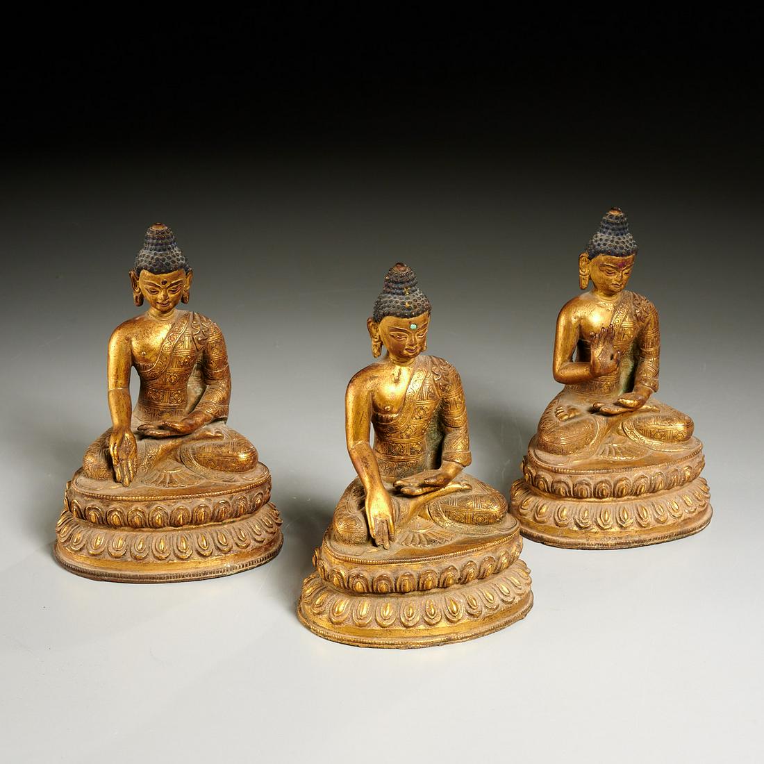 Group (3) Sino-Tibetan bronze Buddha Sakyamuni (1 of 7)
