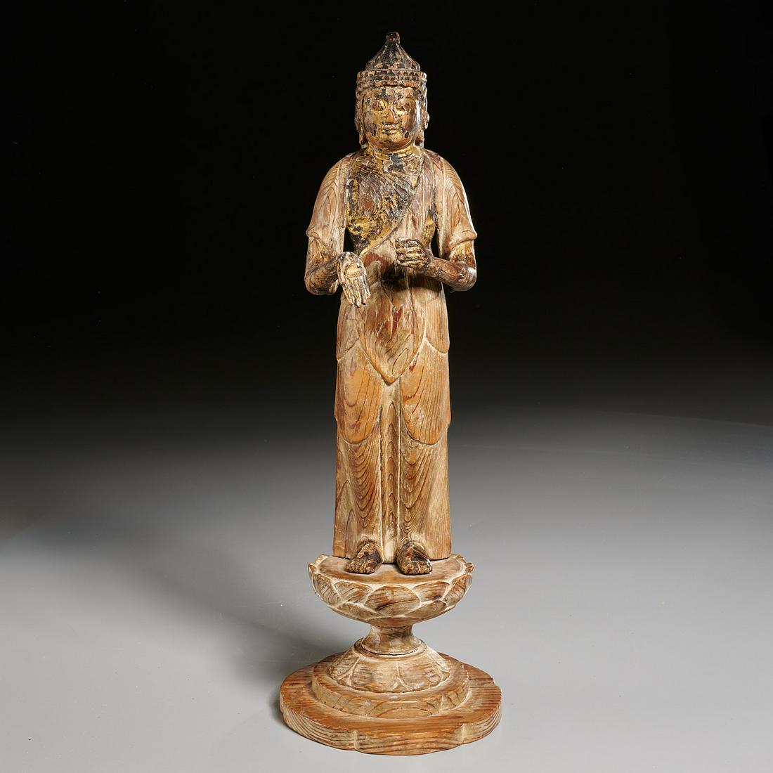 Antique carved giltwood standing Buddha (1 of 5)