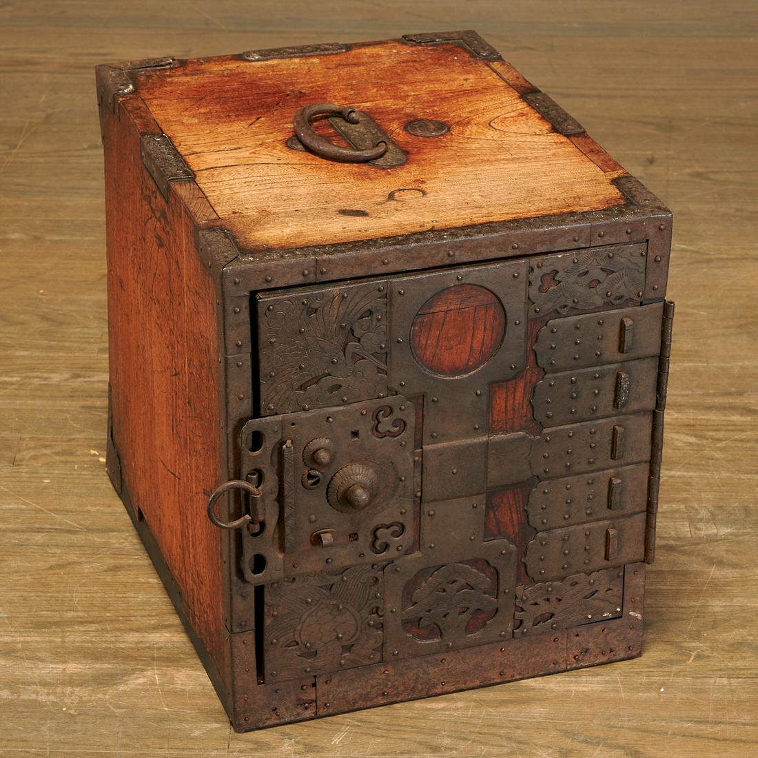Japanese iron-mounted elm strong box (1 of 7)