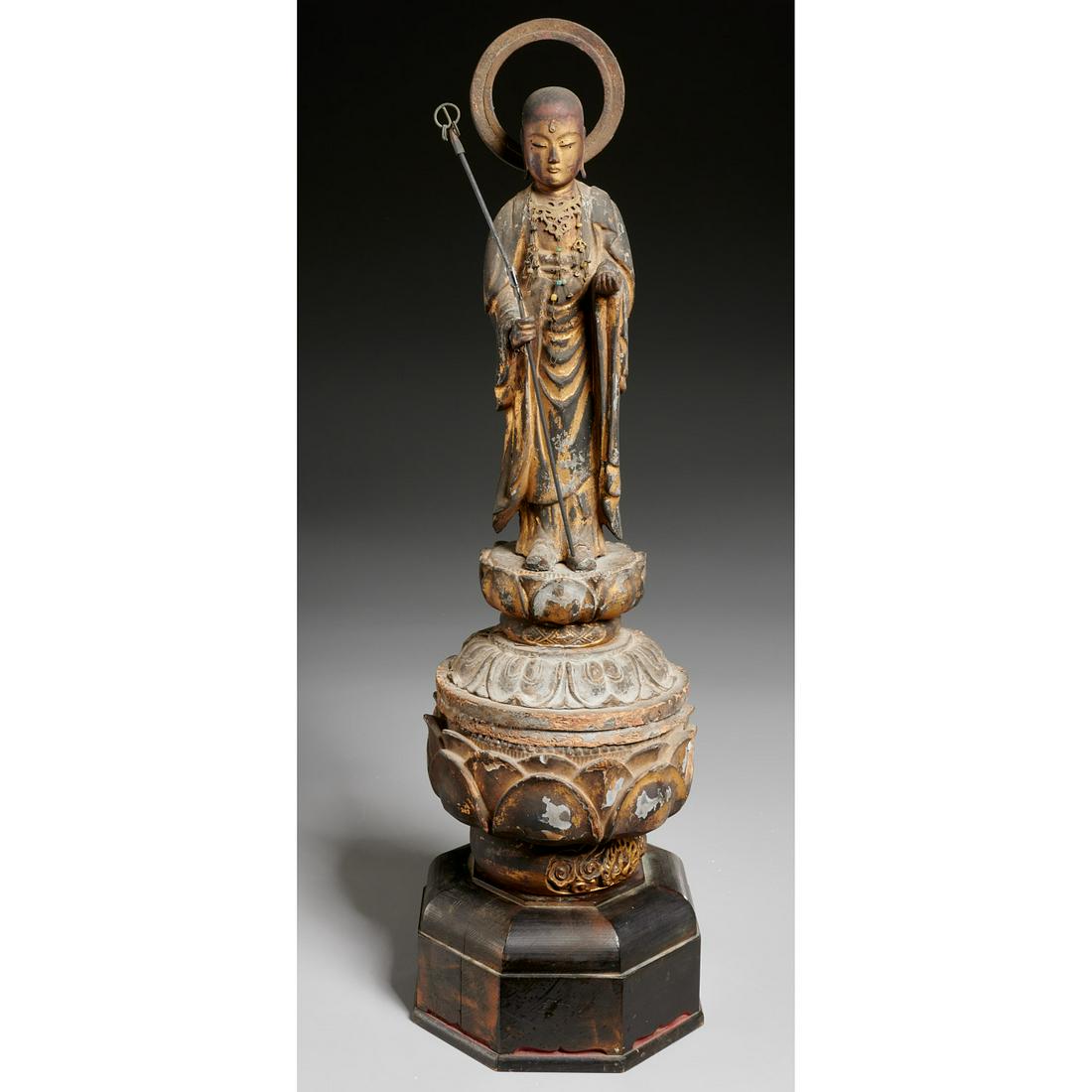 Old Japanese giltwood figure of Jizo (Ksitigarbha) (1 of 5)