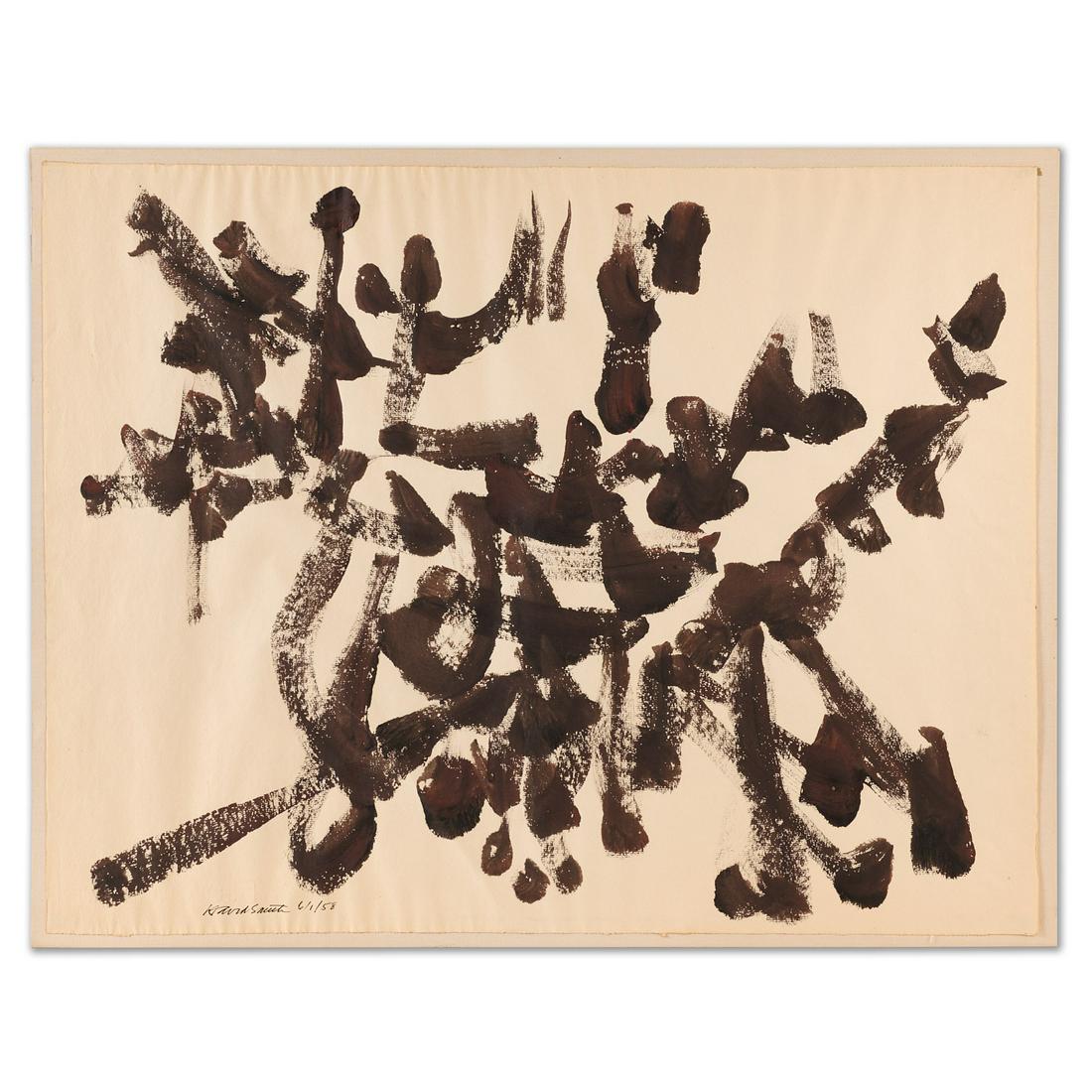 David Smith, ink and tempera, 1958, ex-Ben Heller: David Smith, ink and tempera, 1958, ex-Ben Heller, David Smith (American, 1906-1965), Untitled (6/1/58), signed and dated lower left, with pen inscribed dedication verso, on Fabriano paper (watermark)