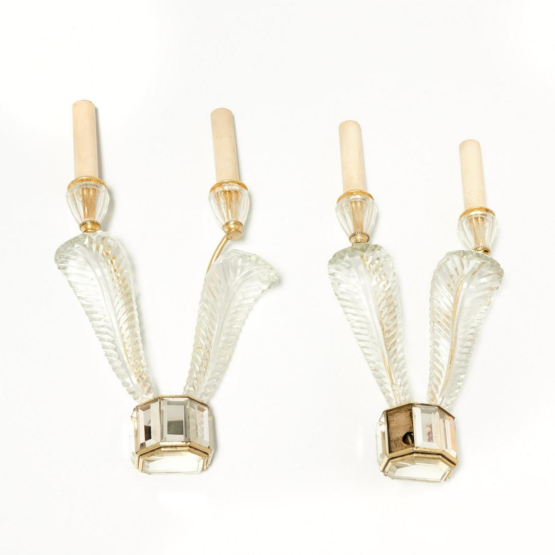 Deco crystal and silvered sconces, ex-Doris Duke (1 of 5)