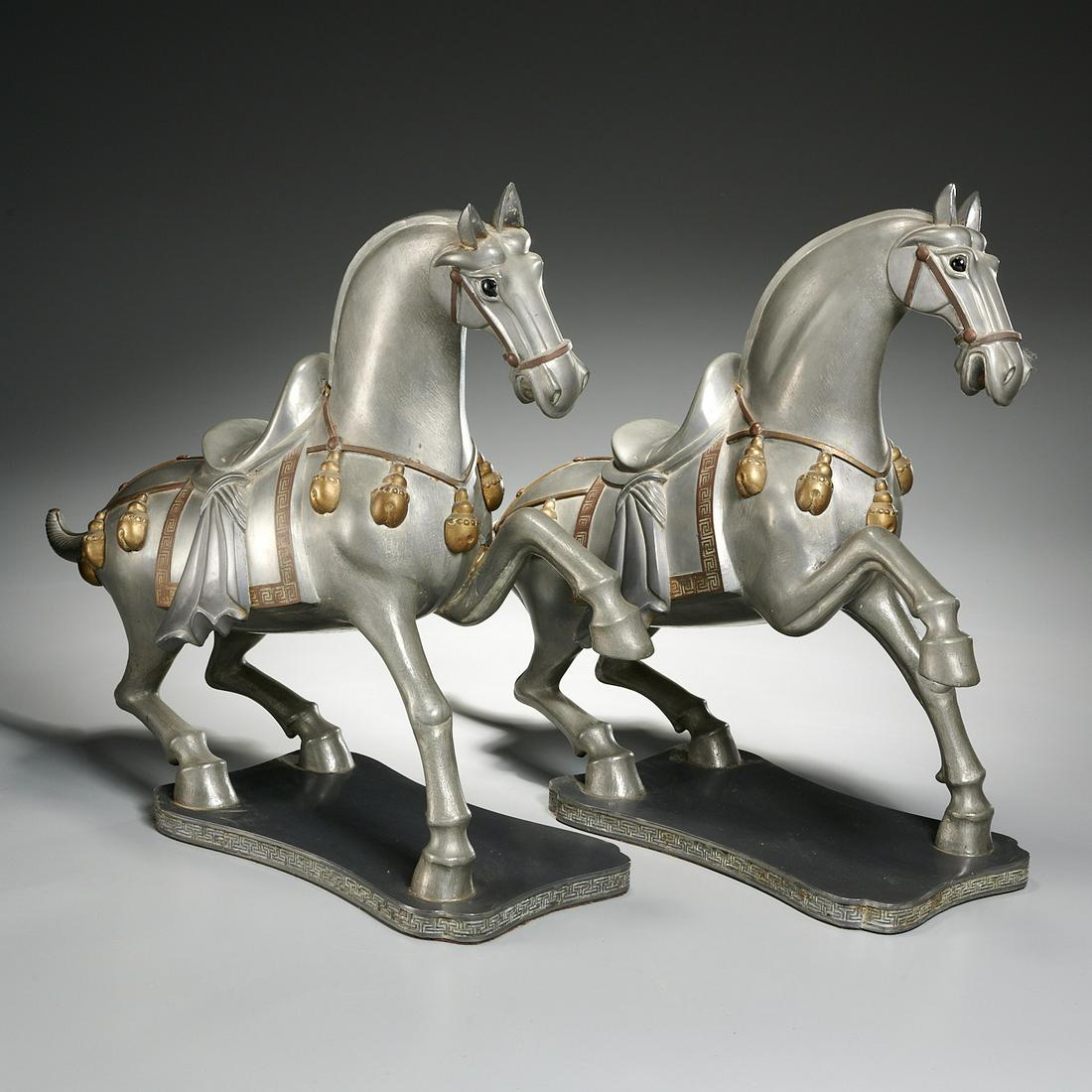 Large pair Gump's Tang style pewter horses (1 of 6)