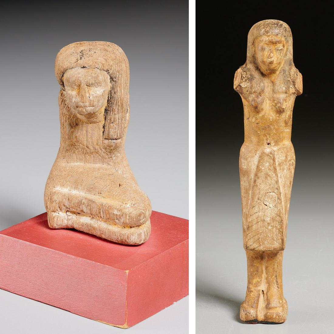 (2) Ancient Egyptian wood figures, ex-museum (1 of 10)