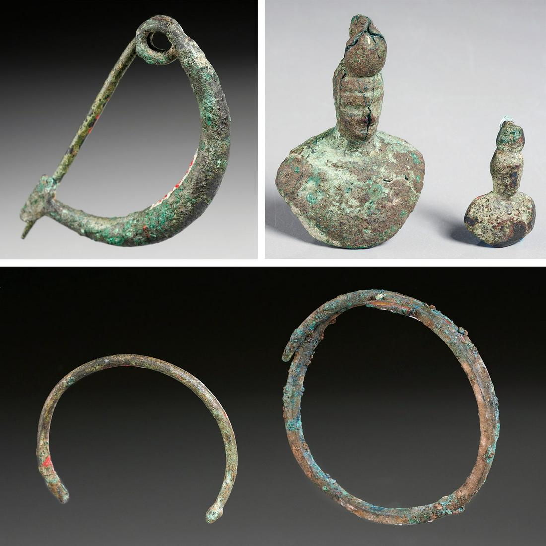 Roman Fibula pin, weights, & bracelets, ex-museum (1 of 9)