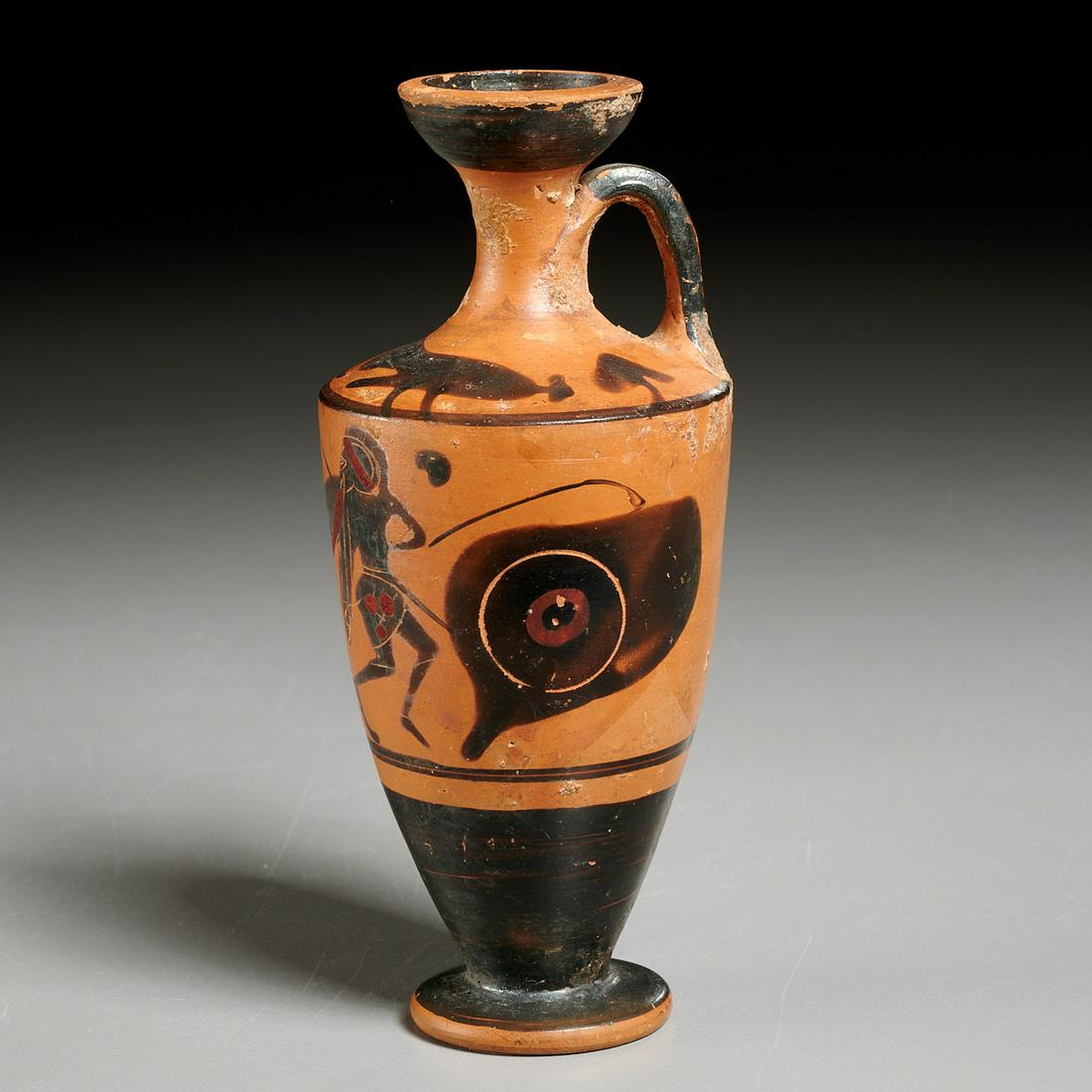 Ancient Greek black-figure pottery jug, ex-museum (1 of 4)