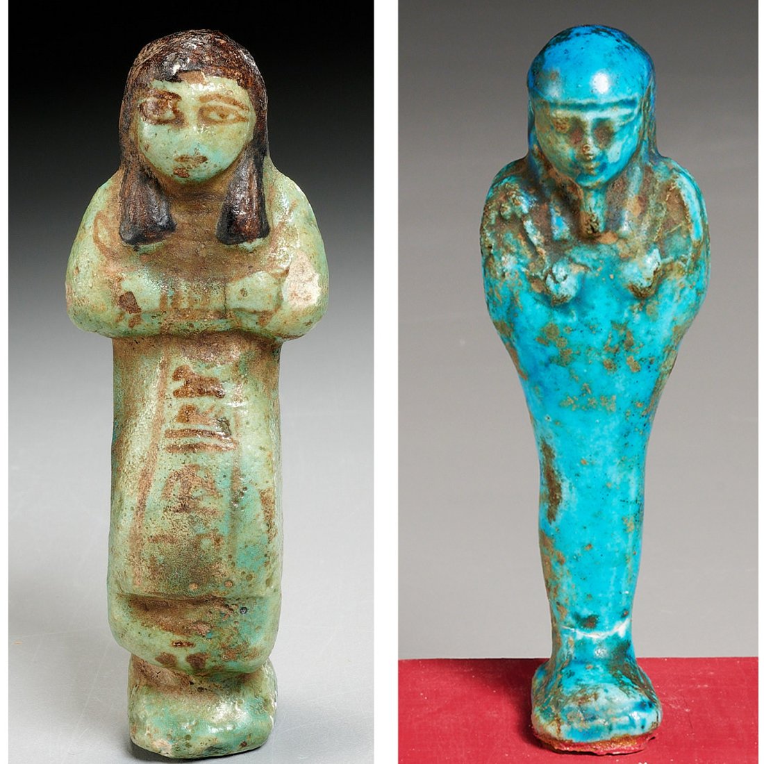 (2) Ancient Egyptian faience Ushabti, ex-museum (1 of 8)