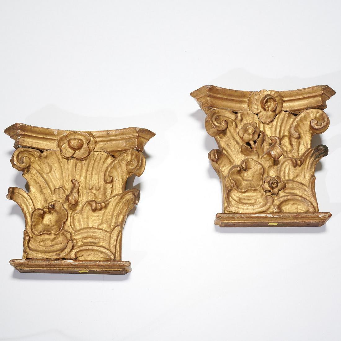Pair Italian Baroque giltwood brackets (1 of 3)