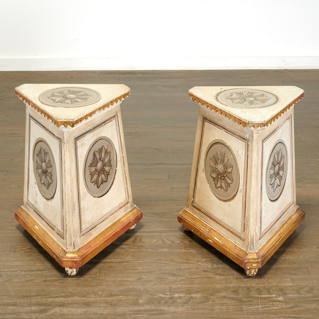 Pair Italian Neoclassical painted pedestal tables (1 of 5)