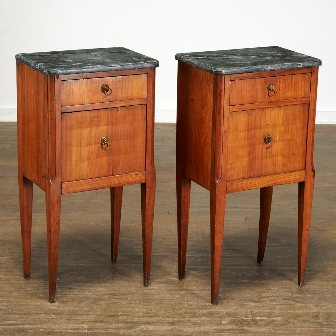 Pair Italian Neoclassical marble top commodini (1 of 6)