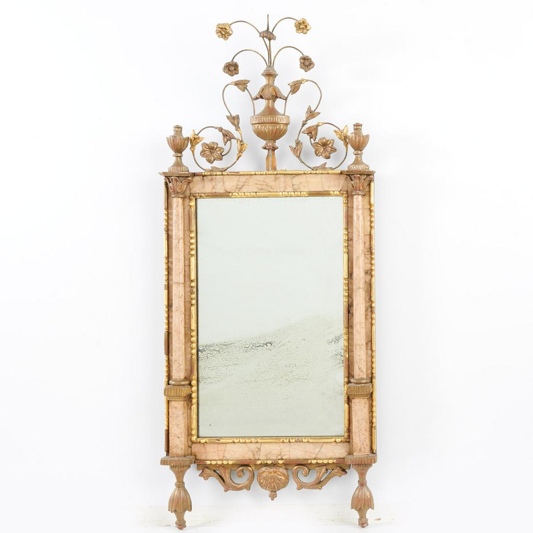 Rare Bilbao Neoclassical marble inlaid mirror (1 of 5)