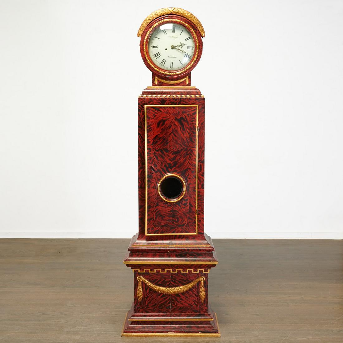 Gustavian faux tortoiseshell Mora long case clock (1 of 8)