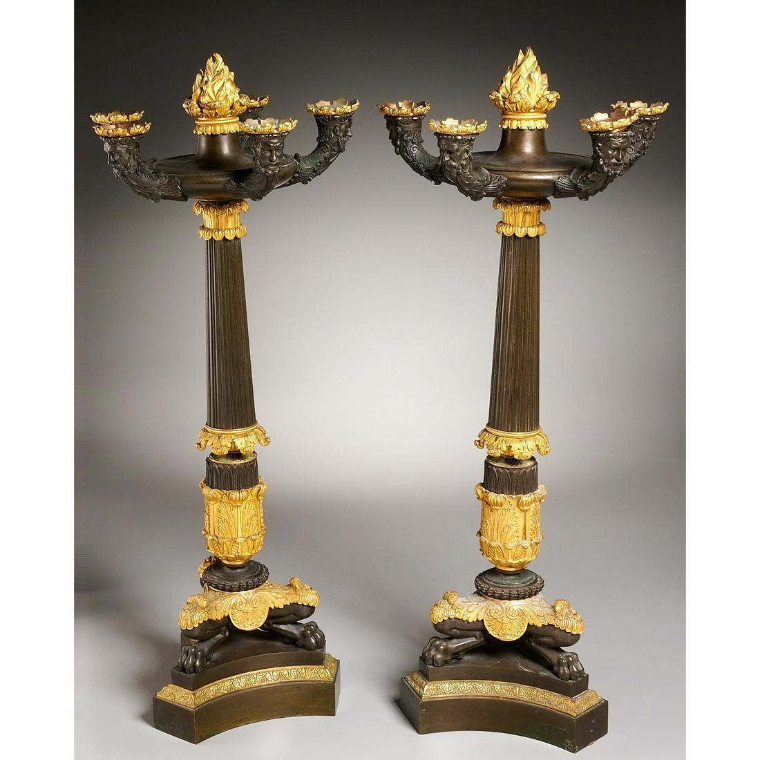 Exceptional pair Charles X bronze candelabra (1 of 8)