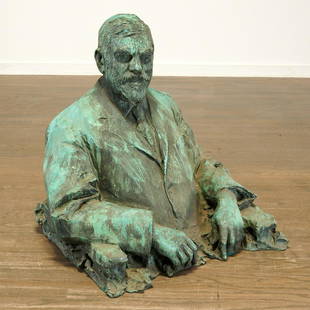 Paul Troubetzkoy, lifesize portrait bronze, 1911: Paul Troubetzkoy, lifesize portrait bronze, 1911, Paolo Troubetzkoy (Russian/American, 1866-1938), possibly Andrew Carnegie, signed and dated on base, 31"h x 34"l x 22"w