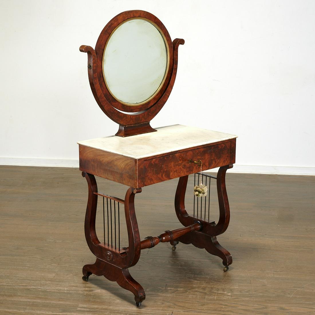 Empire mahogany dressing table, signed Chapuis (1 of 6)