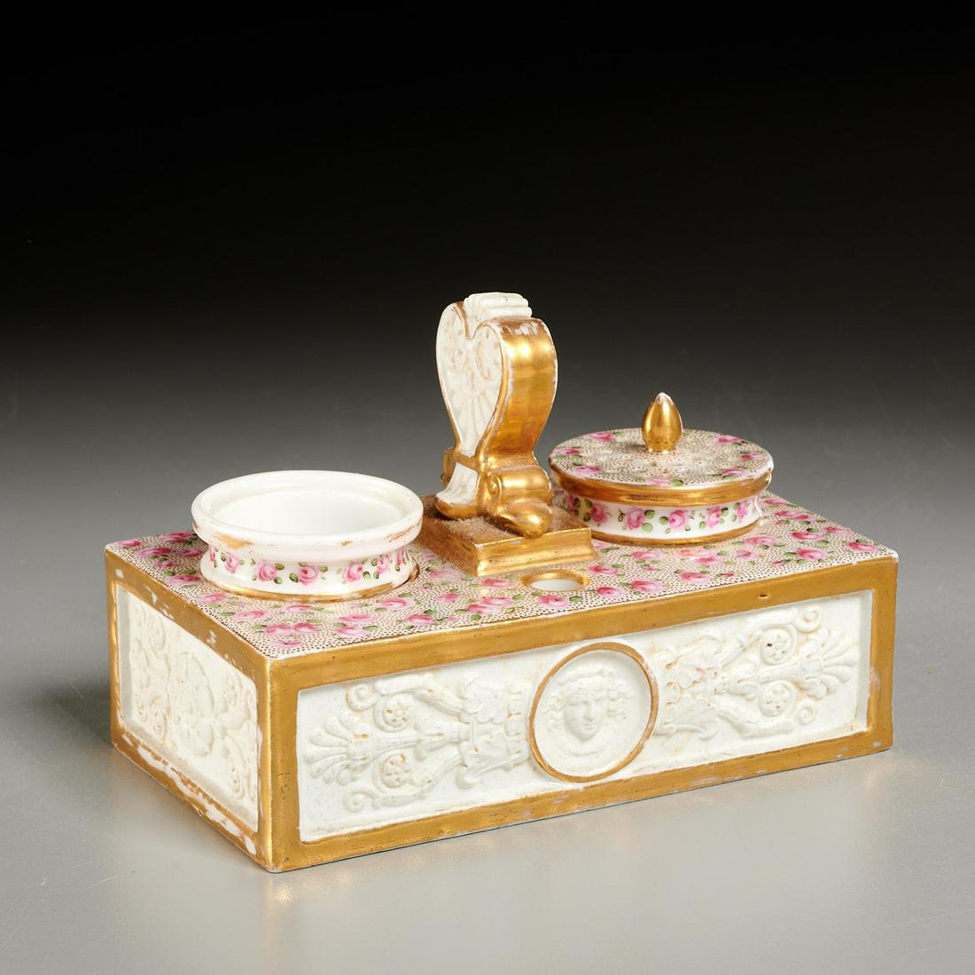 Old Paris porcelain encrier inkwell (1 of 6)