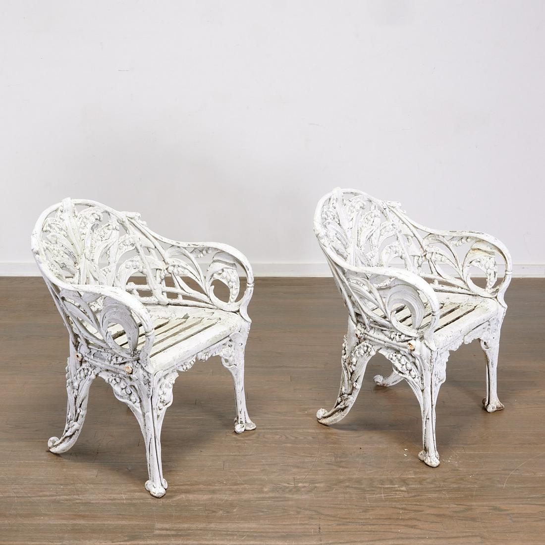 (2) "Lily of the Valley" cast metal garden chairs (1 of 8)