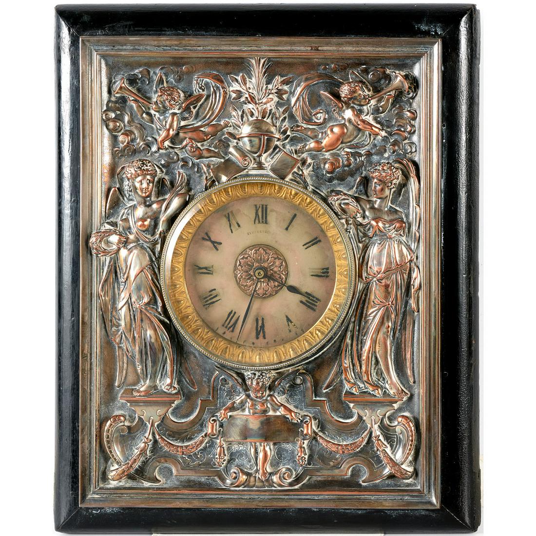 Victorian Elkington silver plate wall clock (1 of 7)