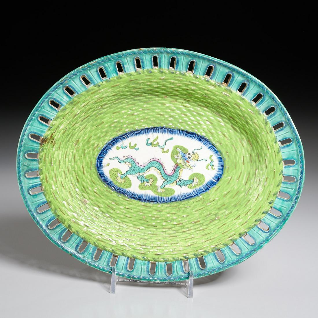 Unusual English Pearlware dragon dish (1 of 5)