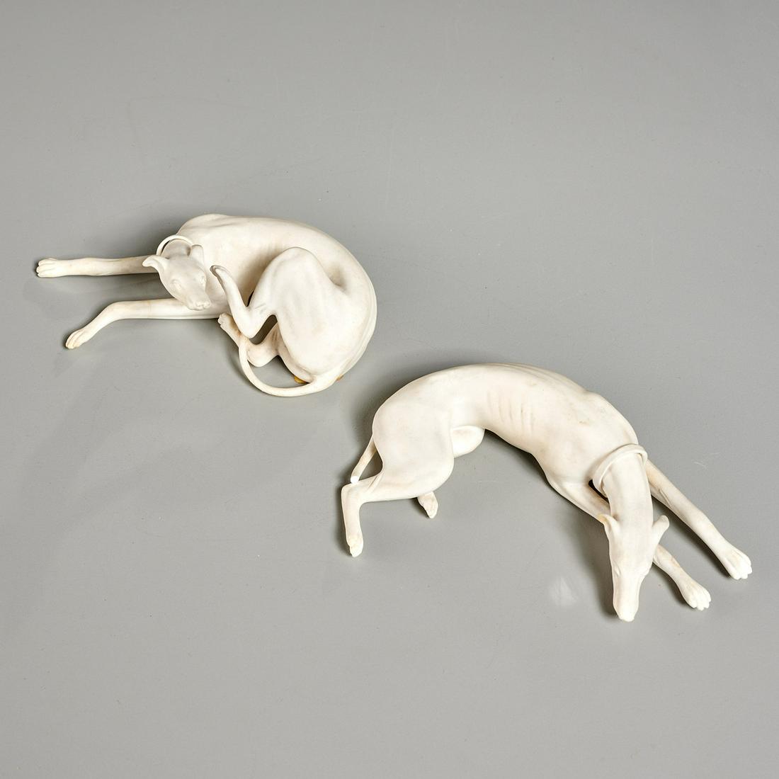 Samuel Alcock, (2) rare parian greyhounds (1 of 6)