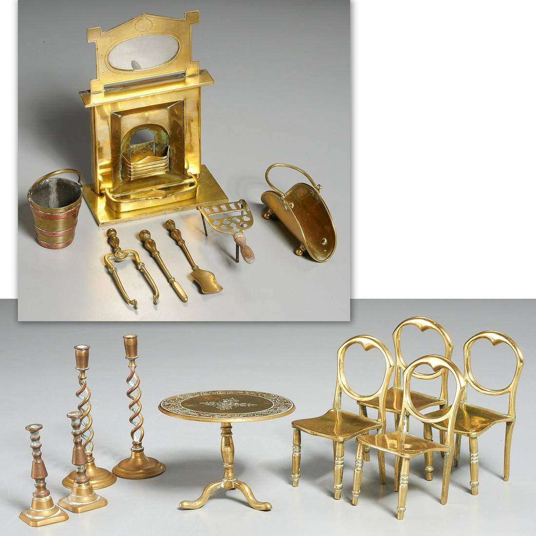 English brass miniature parlor and hearth objects (1 of 9)
