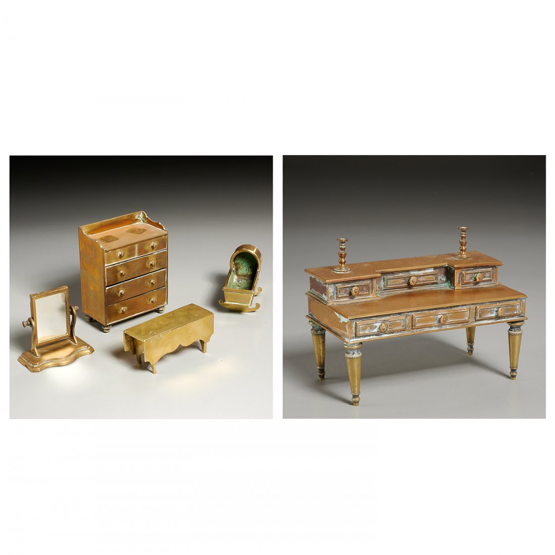 (5) Victorian miniature brass bedroom items (1 of 4)