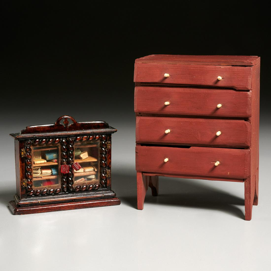 (2) American Folk Art miniature cabinets (1 of 10)