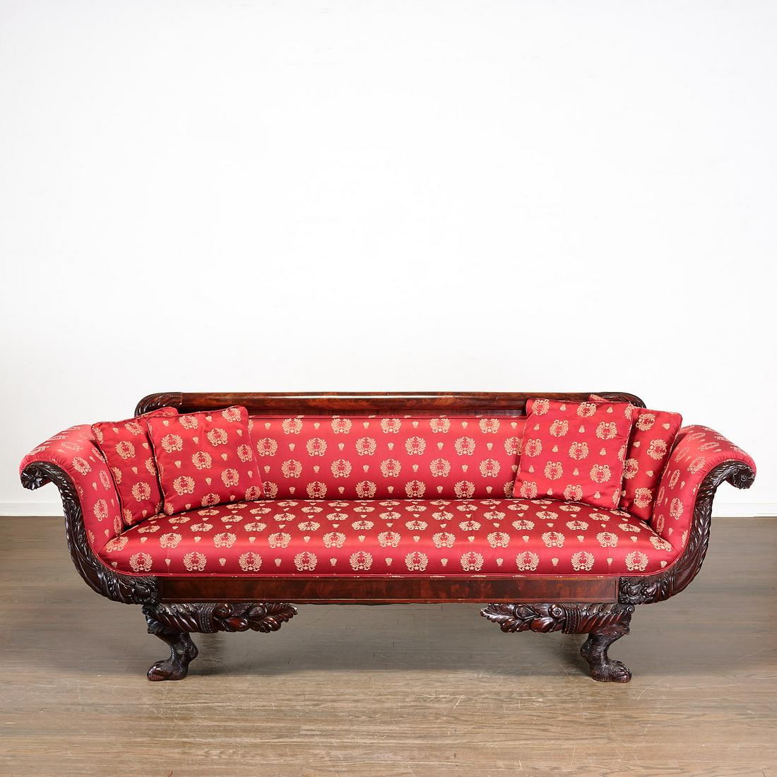 American Classical carved mahogany sofa (1 of 7)