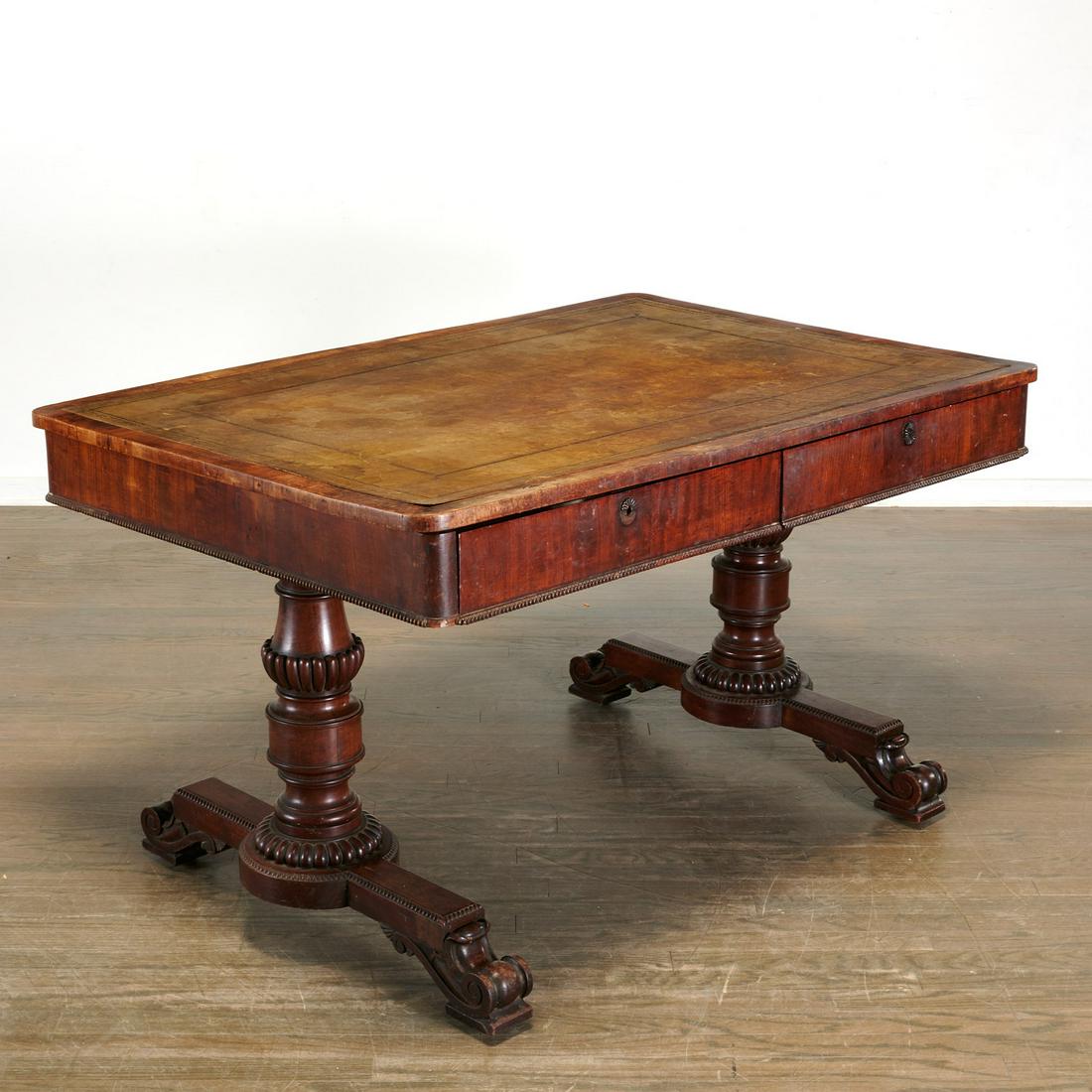 William IV leather top mahogany library table (1 of 5)