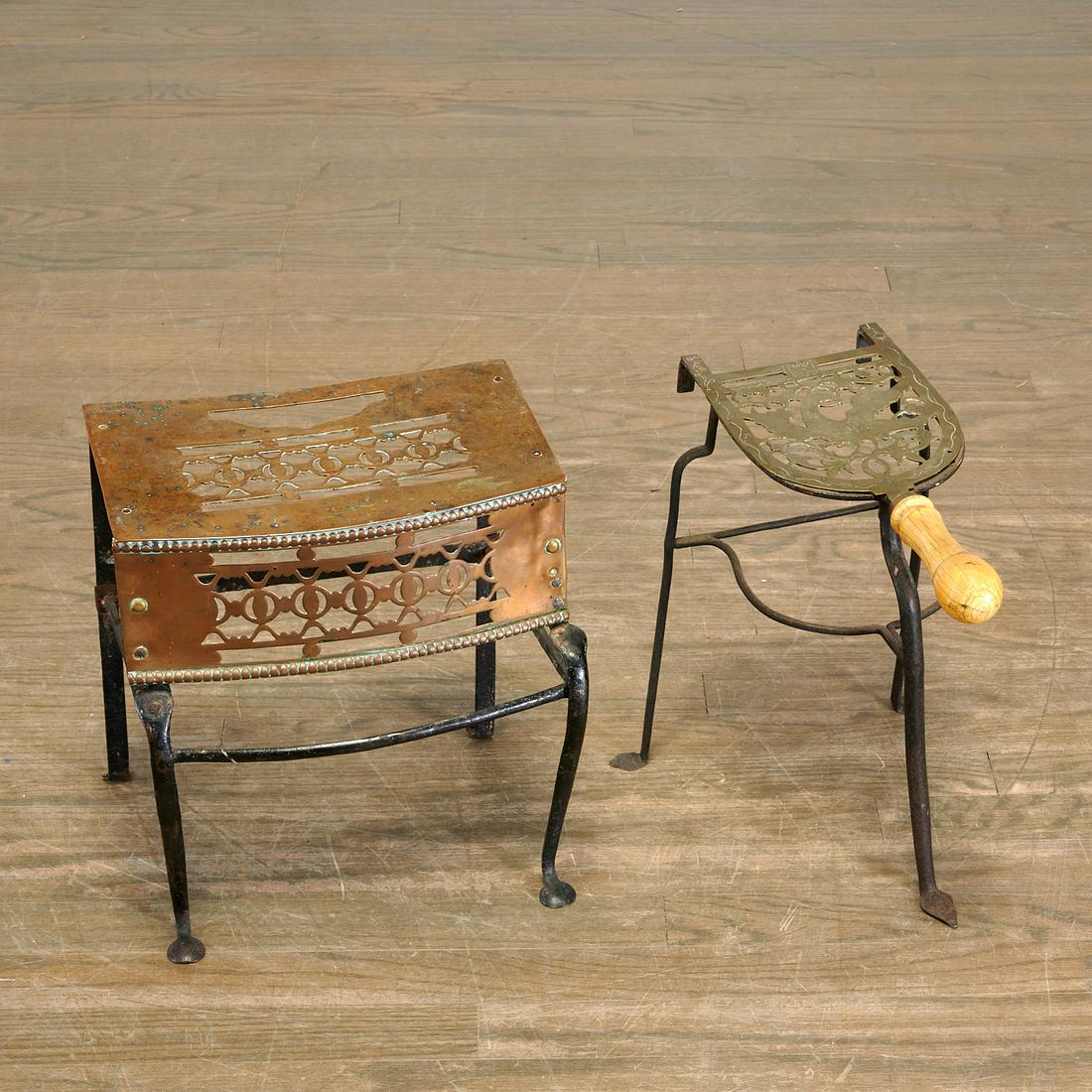 (2) unusual George III brass and iron trivets (1 of 4)