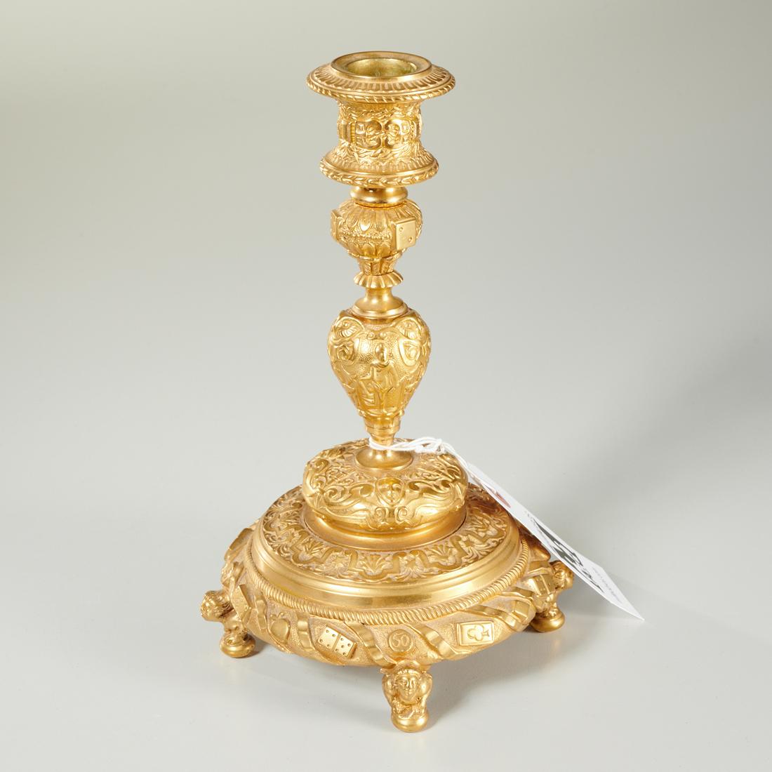 Antique dore bronze gaming theme candlestick (1 of 5)