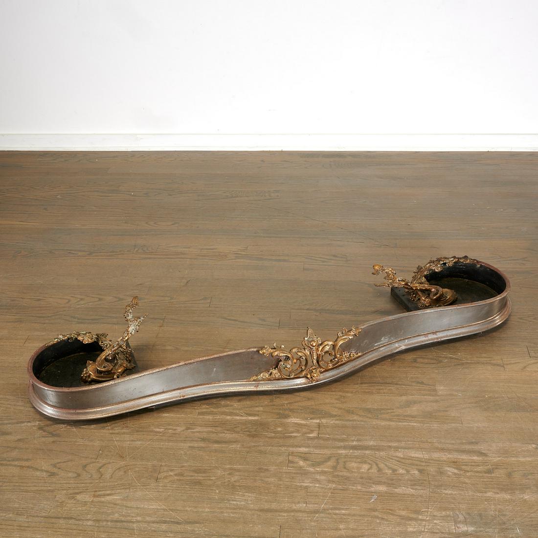 Unusual Victorian bronze and steel fire fender (1 of 6)