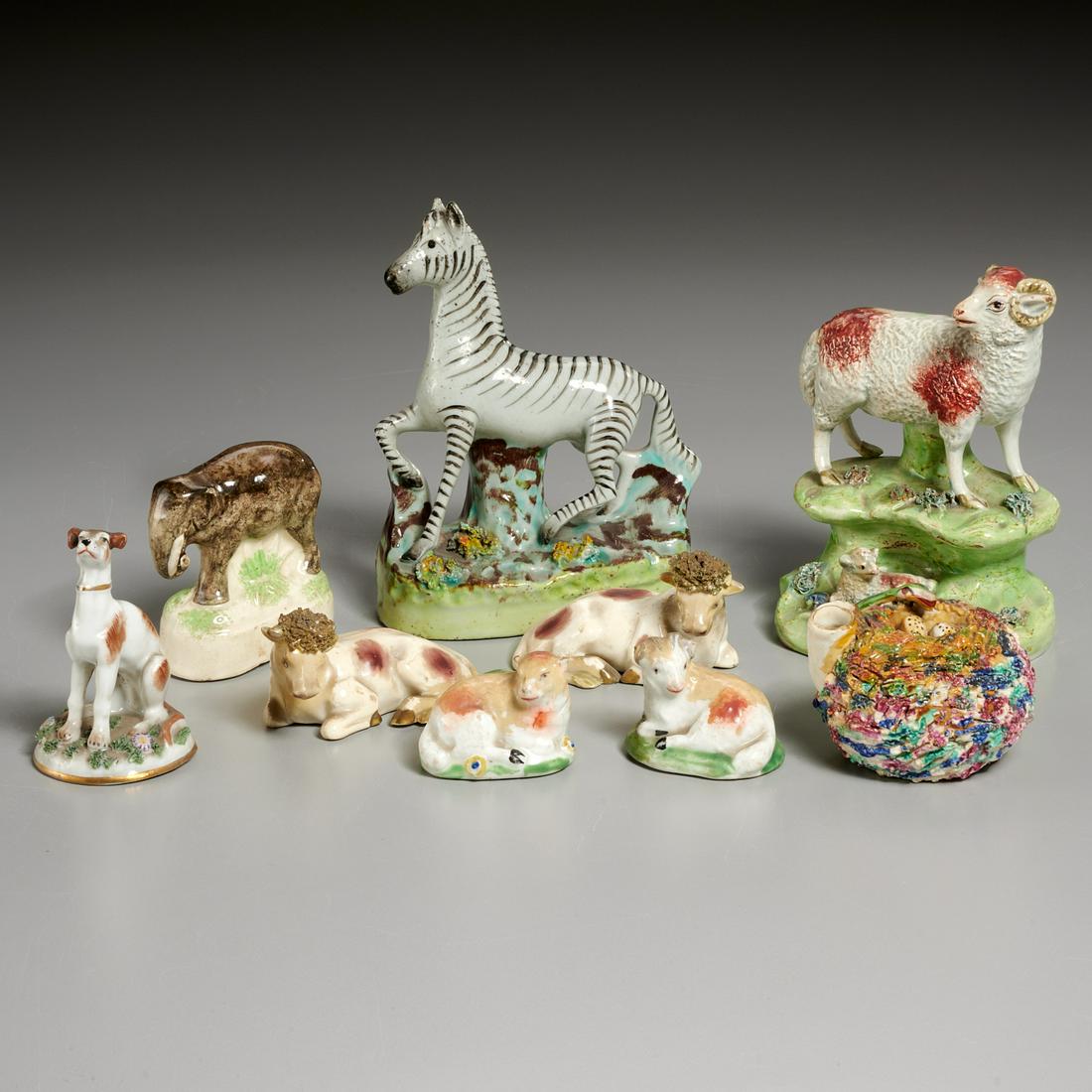 Group English Staffordshire ceramic animals (1 of 10)