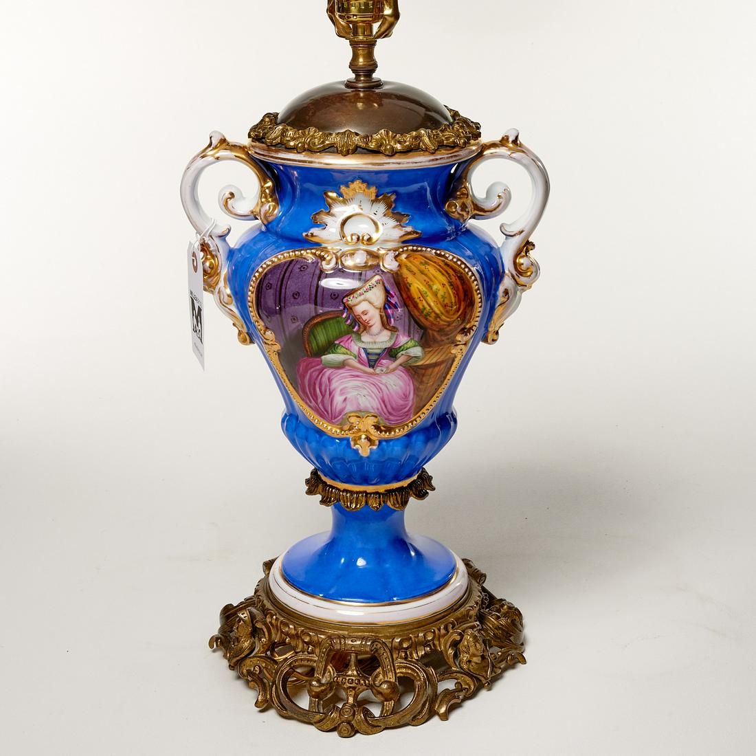 Old Paris hand painted porcelain urn lamp (1 of 7)