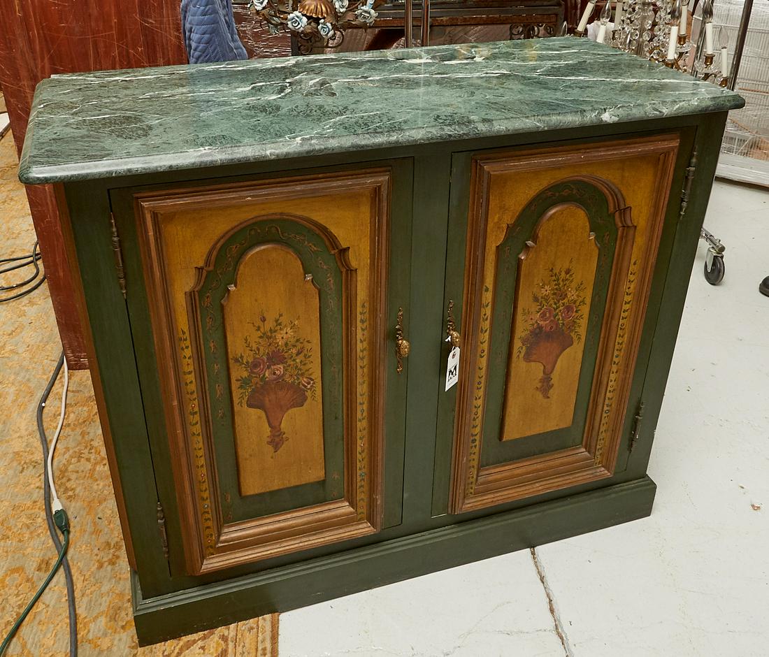 Italian paint decorated marble top cabinet (1 of 7)